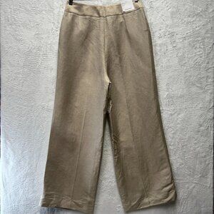 Calvin Klein Whitney Linen Wide Leg Pants Womens 12 Beige Cottage Core Coastal